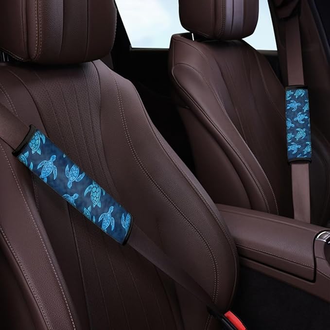 AFPANQZ Blue Sea Turtle Auto Seat Belt Cover Pads for Men Women 2 Piece Safety Seatbelt Pad Cushion Universal Fit for Truck Van Sedans SUVs Bohemian Red Shoulder Strap Pads