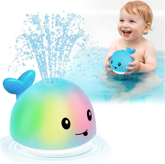 Gigilli Whale Bath Toy Sprinkler, Light Up Bath Toys for Kids Ages 1-3 Infant Baby Bath Toys 1 2 3 Year Old, Toddler Bathtub Bath Foutain Toys, Baby Pool Toys 6-12-18 Months Boys Girls Birthday Gifts