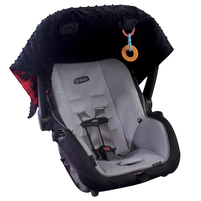 Hudson Baby Unisex Baby Reversible Car Seat and Stroller Canopy, Buffalo Plaid, One Size (Pack of 2)