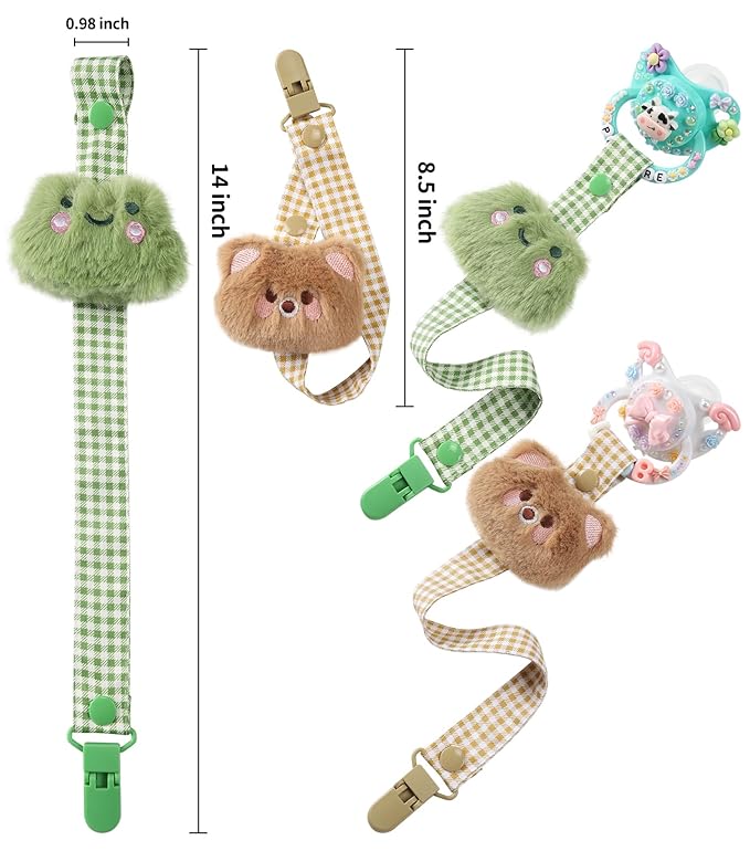 CutiePlusU Adult Pacifier Clip Adult Size Anyard Holder Clips 2 Pack-Animal Paradise 2