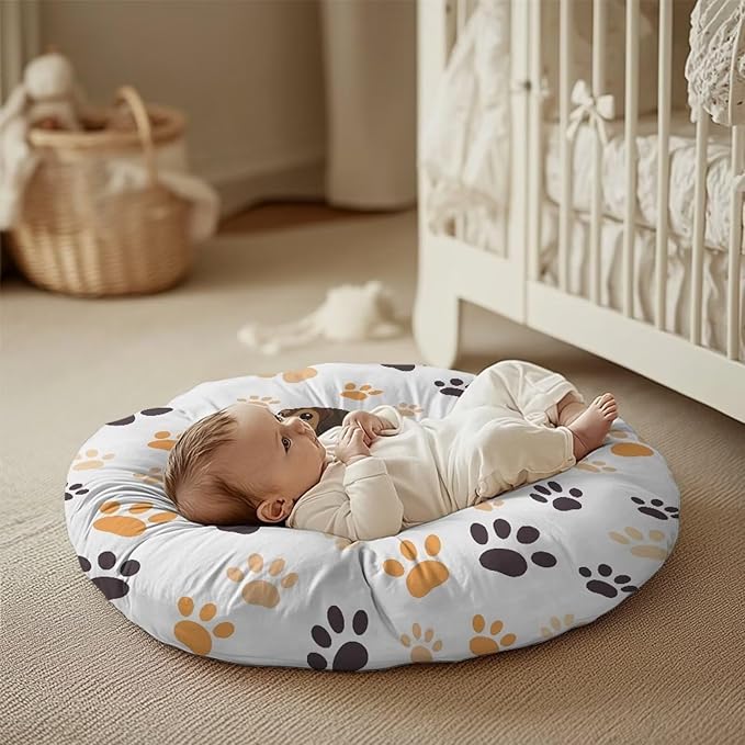 Cartoon Dachshund and Paws Baby Lounger Cover Lounger Cover for Boys Girls Comfy Fit Infant Lounger for Baby, Infant Removable Slipcover Breathable and Reusable