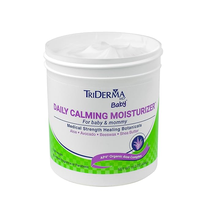 TriDerma Daily Calming Baby Moisturizing Lotion for Baby's Sensitive Skin with Soothing AP4 Aloe Vera, Avocado & Vitamins B & E, Fragrance Free 16 Ounces