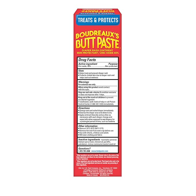 Boudreaux's Butt Paste Maximum Strength Diaper Rash Cream, Ointment | For Baby | 4 oz Tube | Pack of 3