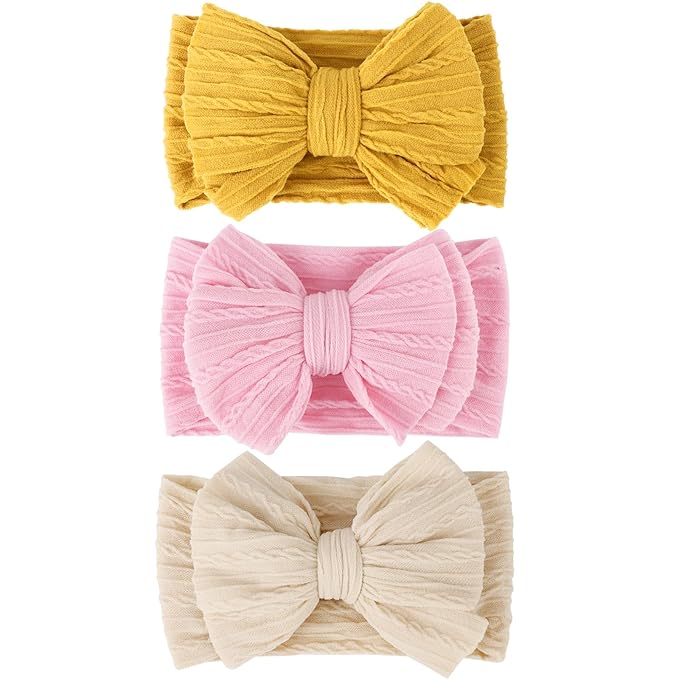 AQOKKA Baby Bows Headbands Nylon Baby Girl Headbands Soft Handmade Hairbands Toddler Hair Accessories for Girls Baby Newborn Infant Kids