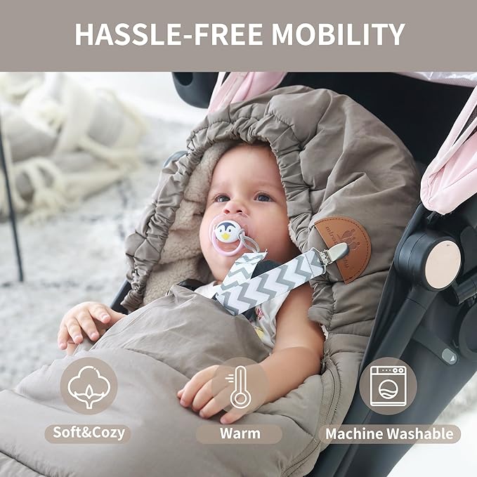 Miracle Baby Bunting Bag for Stroller, Warm Fleece Footmuff with Zippers, Convertible Infant Toddler Sleeping Bag Blanket for Boys Girls