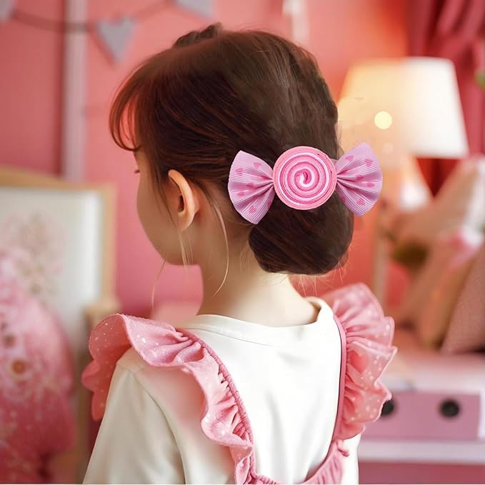 Valentines Heart Hair Clips Pink Candy Hair Barrettes Valentine's Day Ribbon Alligator Clips Sweet Hair Accessories for Girls Toddler