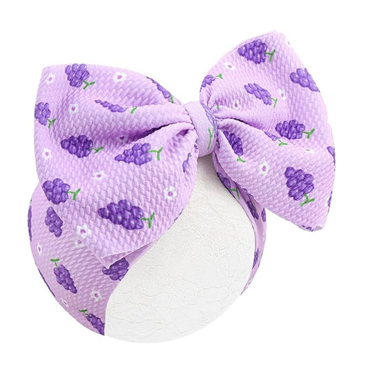 YanJie 7’’ Grape Baby Bow for Girl Purple Headbands for Newborn Infant Toddlers Summer Outfits for Baby Girls Violet Hair Accessories Hair Bows