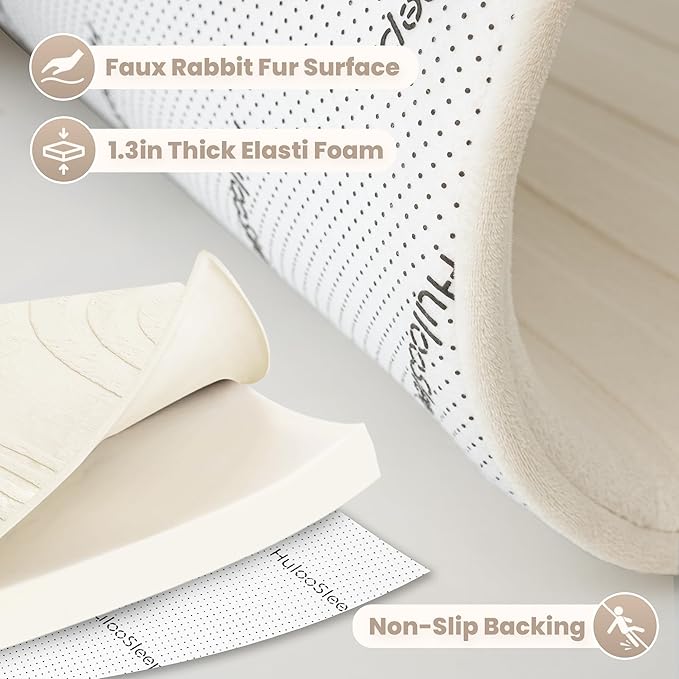 Huloo Sleep 1.3" Thick Area Rug for Living Room Bedroom, 5'×7' Kids Rug with Ultra Soft 3D Carved Faux Rabbit Fur, Non-Slip Fluffy Carpet Nursery Rug for Playroom Home Decor (Cream)