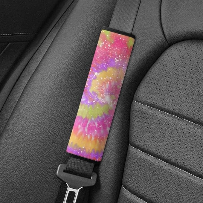 AFPANQZ 2 Pack Tie Dye Car Seat Strap Belt Covers Soft Car Seatbelt Pad Cushion Pad Set Auto Accessories Decor Adjustable Universal for Most Car Laptop Backpack Luggage Bag Straps Pads