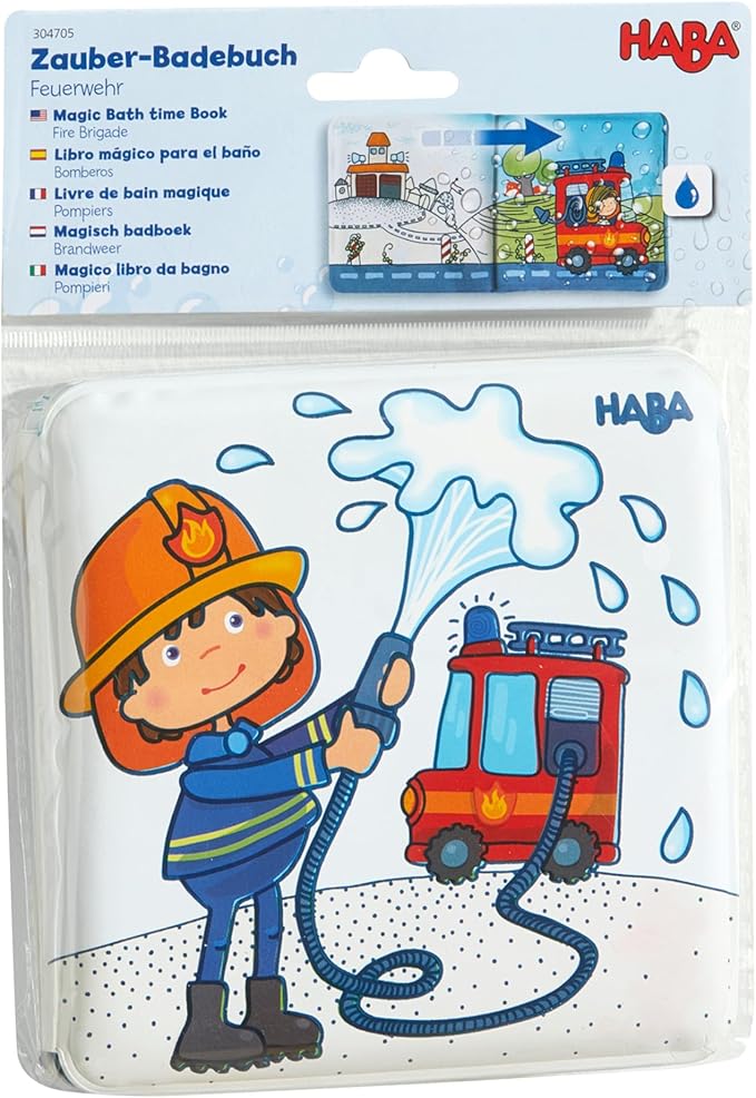 HABA Magic Color Changing Bath Book: Fire Brigade, Bath Toys for Toddlers, Water Toys for Toddlers 18-36 Months & Water Table Accessories