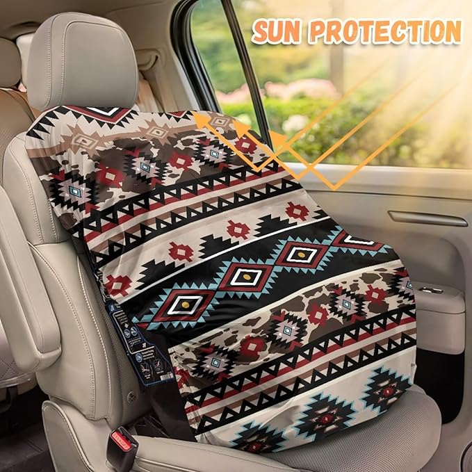 Car Seat Cover Baby Car Seat Sun Shade Cover Wear-Resistant Aztec Car Accessories Stretch Carseat Covers with Elastic Band, Easy to Install
