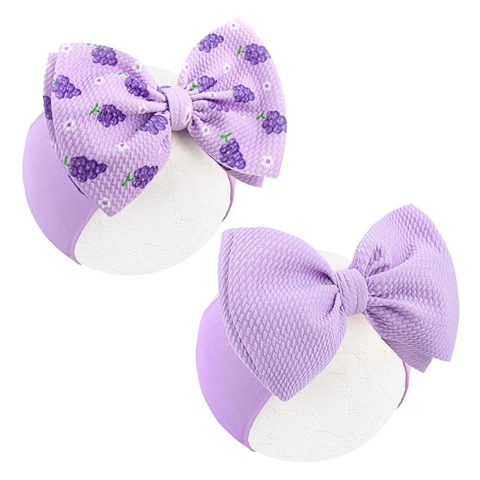 YanJie 2PCS 6’’ Grape Purple Bows for Baby Girls Violet Headband Daisy Bow Infants Toddler Hair Accessories Newborn Headbands Hair Bow Baby Clothes