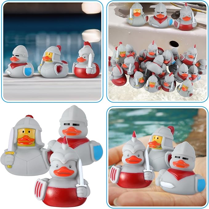 Sotiff 24 Pcs Medieval Rubber Duckies Knight Character Funny Military Rubber Ducks for Carnival Birthday Theme Decor Supplies