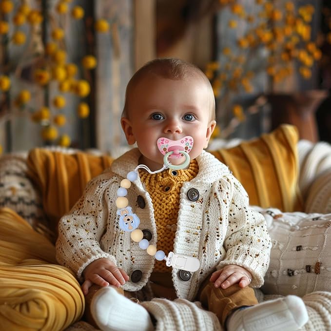 Baby Pacifier Clip Holder Animal for Baby Boys and Girls,Binky Clips with One-piece Design for Baby Shower -2 Packs（Doggy）