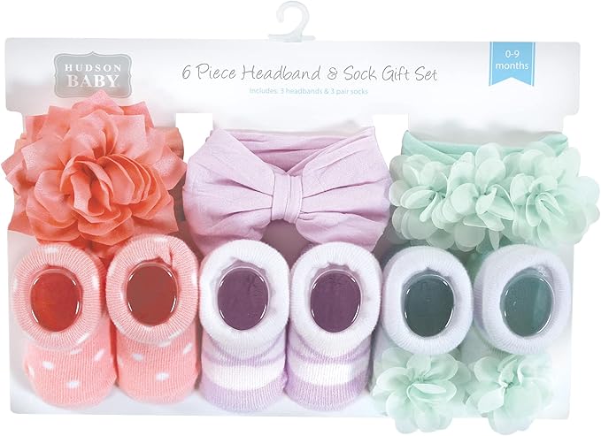Hudson Baby Girl's Headband and Socks Giftset