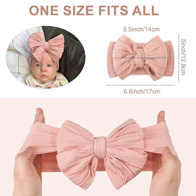 CÉLLOT 6 Pcs Baby Bows Headbands Nylon Hairbands Baby Girl Bows Hair Accessories for Newborn Infant Toddler Essentials (Avocado Series)