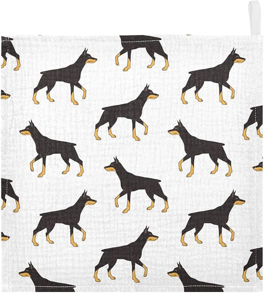 vvfelixl Colored Doberman Dog Baby Burp Cloths Baby Muslin Washcloths for Boys Girls Cotton Baby Face Towel for Newborn Infants Soft and Absorbent 11.8 X 11.8 in, 5 Pack