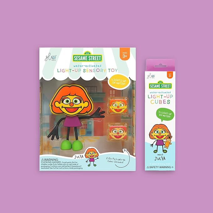 Glo Pals x Sesame Street Water-Activated Light-Up Cubes for Sensory Play (Julia - Cubes with Character)