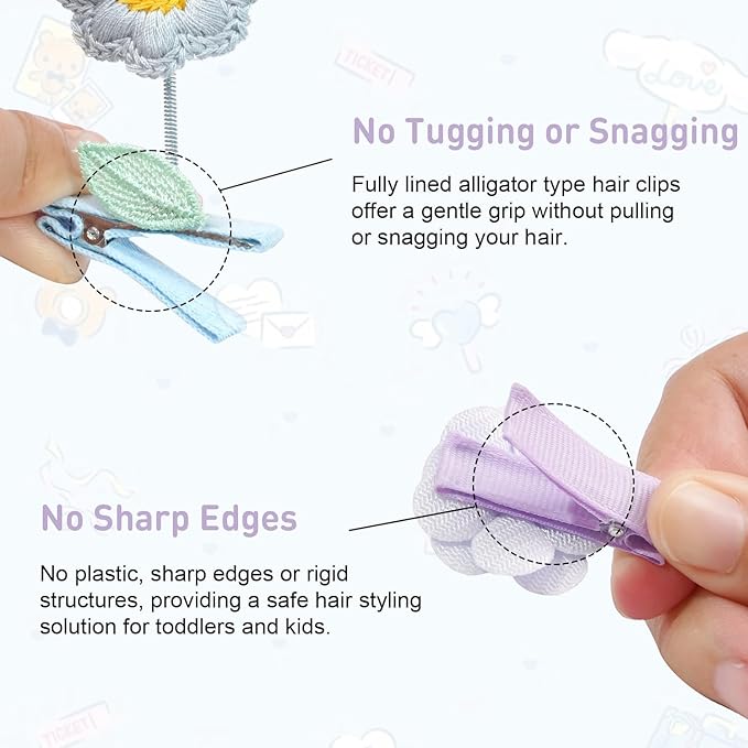 Hair Clips for Girls 19 Pcs Assorted Barrettes for Kids Spring Flower Bows Heart Purple Blue Cute Hair Accessories for Little Girls Teens Toddlers Child Kids