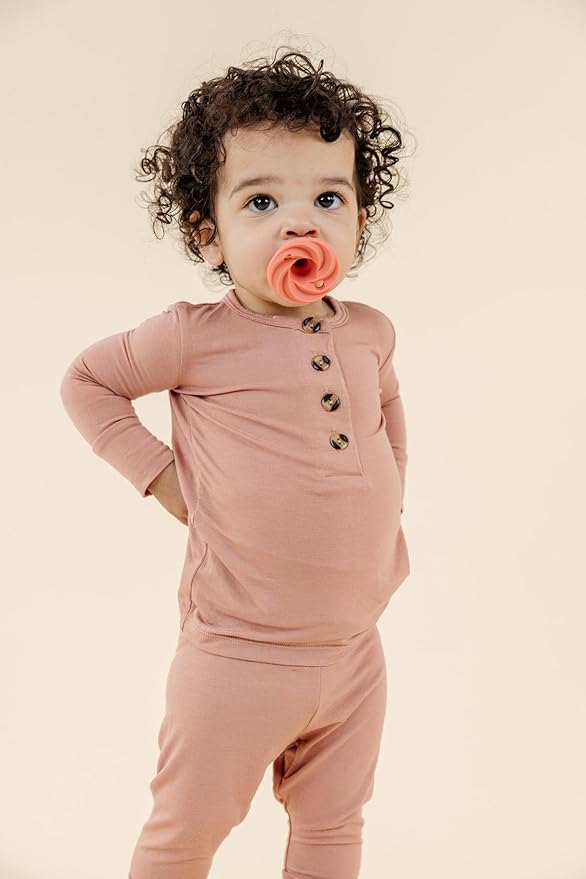 Doddle & Co. Holland Pop Pacifier, Natural Shape, 100% Silicone (Peach/Rust, 3+ Months)