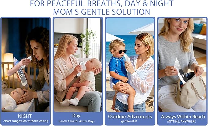Electric Nasal Aspirator for Baby,POLEDY Waterproof Nose Sucker for Toddlers, Nose Cleaner with 3 Silicone Tips,3 Adjustable Suction Levels, Baby Booger Sucker with Music-Light Soothing Feature ﻿