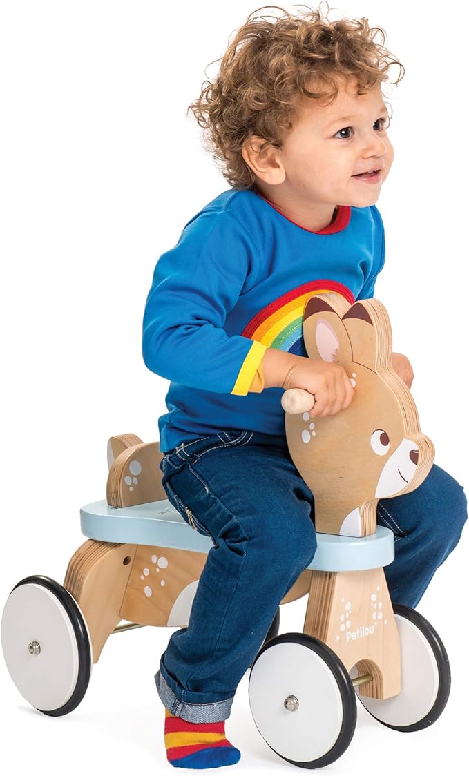 Le Toy Van - Petilou Wooden Ride On Deer Push Along Toy for Toddlers | Suitable for Boy Or Girl 1 Year Old +, Small