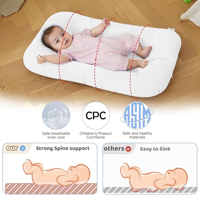 Baby Lounger for Newborn, Bionic Design Baby Lounger, Soft Organic Cotton Breathable Lounger for Infants 0-18 Months (Yellow)