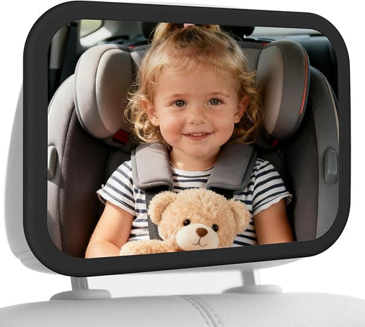 Baby Car Mirror, Shatterproof & Easy Assembled Crash Tested, 360° Rotation, Safety Car Seat Mirror for Rear Facing Infant with Wide Crystal Clear View