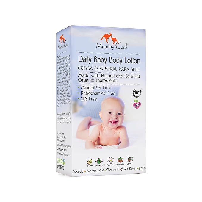 Mommy Care Organic Baby Body Lotion Organic Skin Cream for Babies Natural Moisturizing and Soothing Formula Great for Normal, Dry and Sensitive Skin with Calendula, Aloe Vera 120 ml/ 4.06 oz