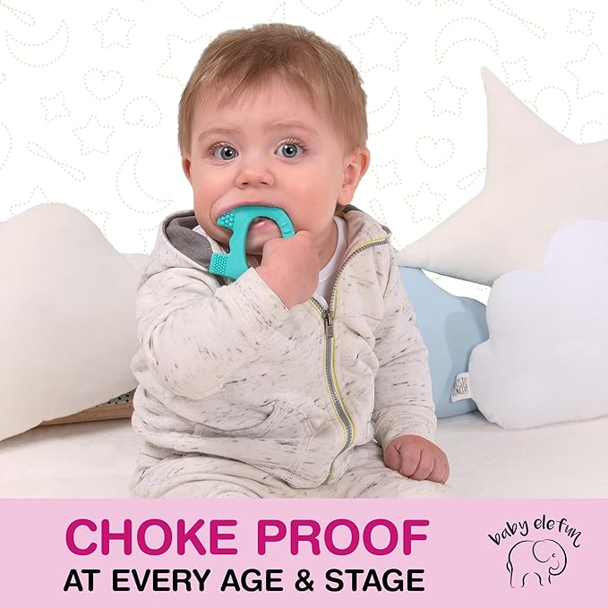 Baby Elefun Baby Teething Rings 5X Pain Relief Zero Delay 0-6 Months Turquoise