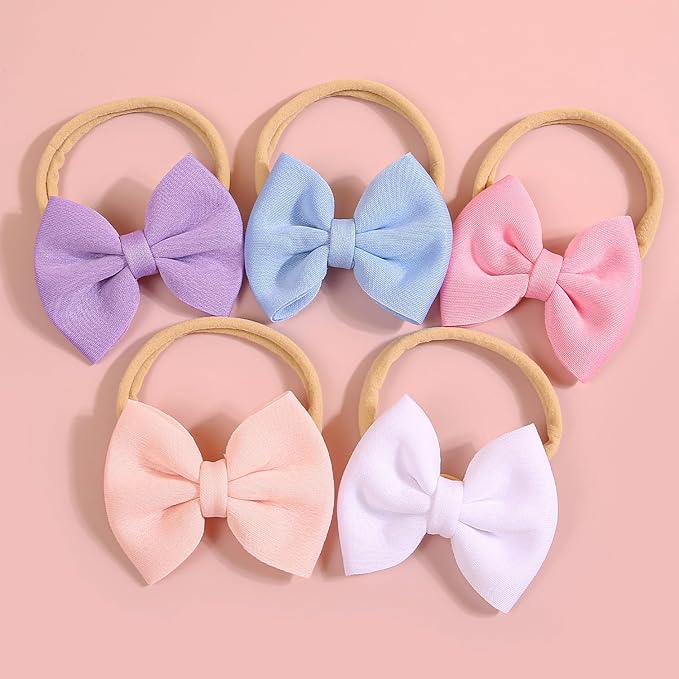XIMA 20pcs Baby Puff Bow Headband,Boutique Single Puff Bows Headbands for Baby Girls,Hair Band Hair Accessories for Infants Newborn Toddler