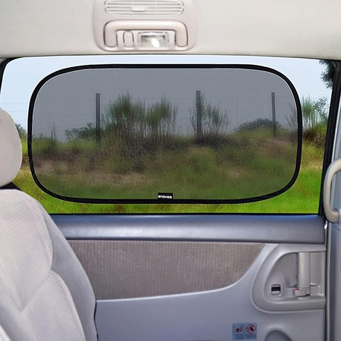 Enovoe Car Window Shade for Baby - (2 Pack) UV Protection Breathable Mesh Baby Window Covers - Sun Shade Blocker, Cling Windows Cover - Glare Shield and UV Rays Protection for Your Child - XL 25"x16"