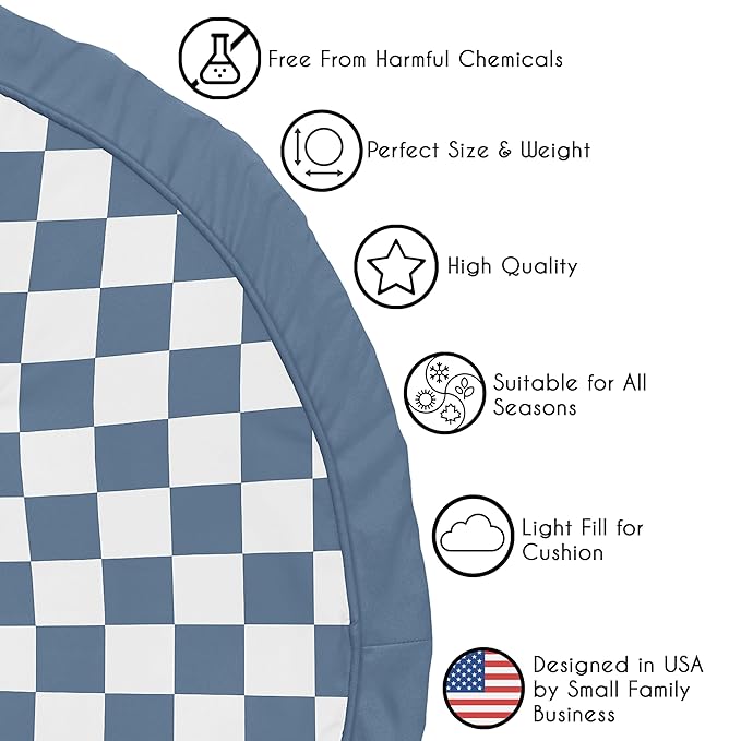 Sweet Jojo Designs Baby Play Mat (Blue Gingham Checkered Plaid) for Boys, Infant, Toddler Tummy Time Activity Floor Playmat (Vintage, Classic Checkerboard, Geometric, Minimalist, Retro, Slate & Steel)