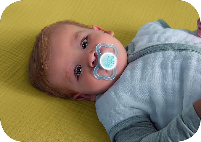 MAM Air Night Pacifiers, MAM Sensitive Skin Pacifier 6+ Months, Glow in The Dark Pacifier, Best Pacifier for Breastfed Babies, Baby Neutral Pacifiers, 6-16 (Pack of 2)
