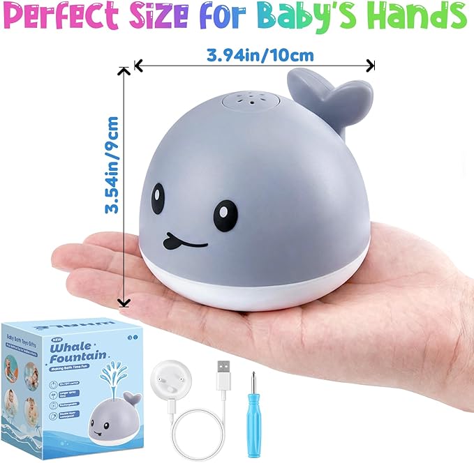 Gigilli Baby Bath Toys, Light Up Whale Sprinkler Bath Toys for Kids Ages 1-3, Pool Water Table Bathtub Fountain Toy for Toddler 6-12 Months, Easter Basket Stuffers Birthday 1 Year Old Boys Girls Gifts