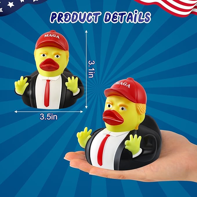 Large President Rubber Duck, 3.5 inch Patriotic Duck for Jeep Ducking, Jeep Duck Bath Toy for Election, Memorial Day 2025 Gifts for Kids Adults Car Dashboard Decorations