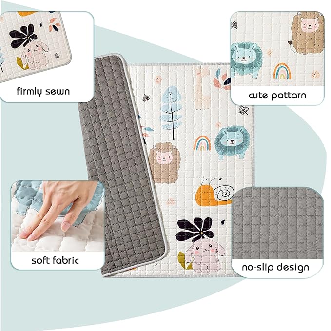 Baby Play Mat,50x50 Play Mat for Floor, Soft Thick Baby Floor Play Mat for Infants, Babies, Toddlers Tummy Time,Baby Crawling Mat,Machine Washable Cushioned for Playpen,Animals