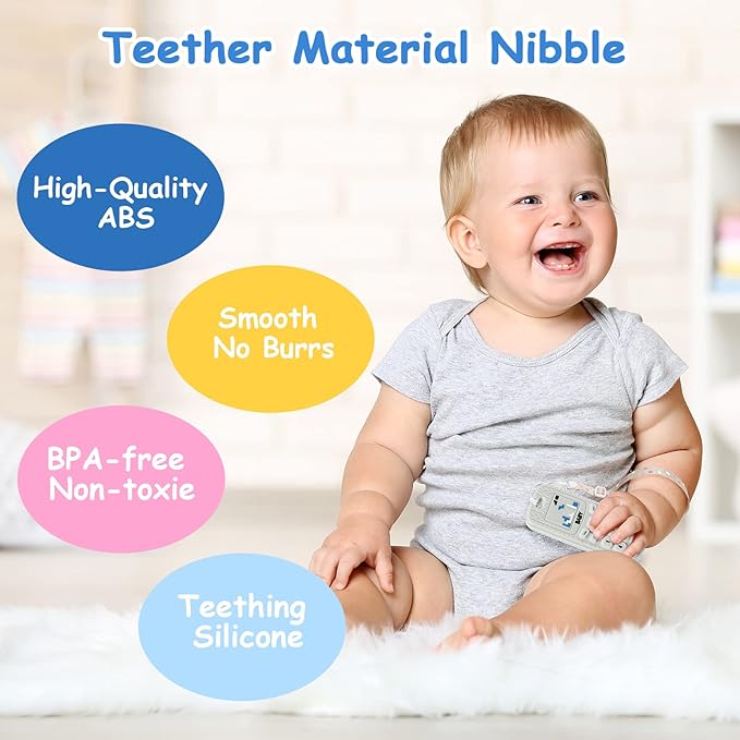 Aolso Baby Teether Toys, Silicone Baby Teething Toys Phone Shape with Pacifier Clip, Soft Teething Toys for Toddlers, BPA Free, Boys Girls Baby Chew Toys, Teethers for Babies 0-6 Months (Beige)