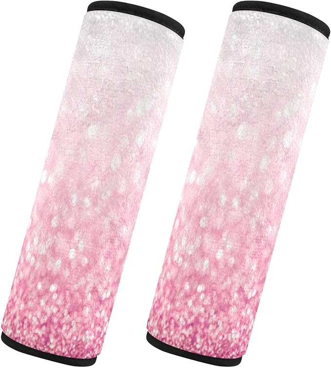 ODAWA White Pink 2-Pack Universal Car Seat Shoulder Strap Pads for More Comfortable Driving, Seat Belt Cushion Shoulder Strap Seatbelt Covers for Kids 10 x 7.7 in