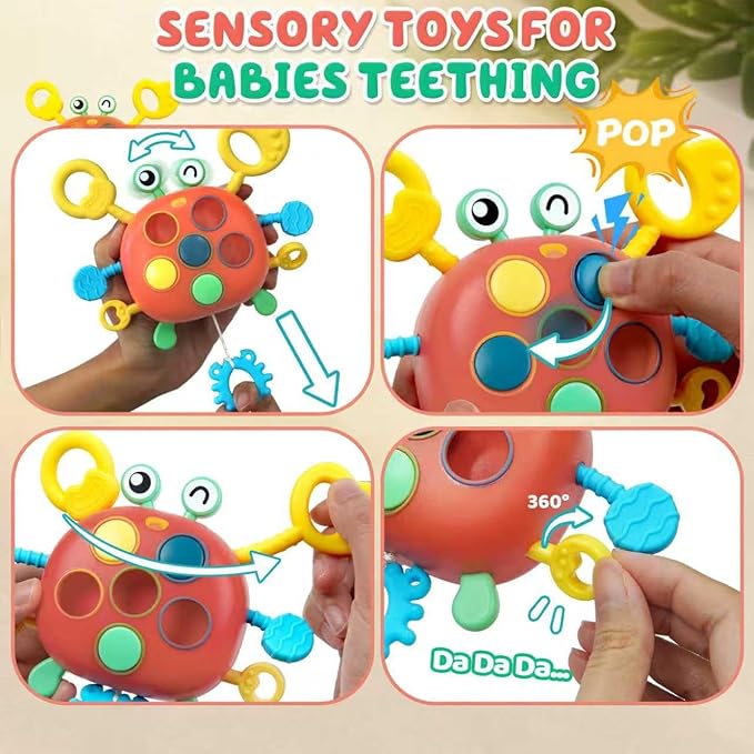 Chilvil Airplane Travel Toys for Toddler Kids 1-3 Sensory Montessori Toys for 1+ Year Old Silicone Pull String Road Trip Car Seat Travel Activities Essentials 18+ Months