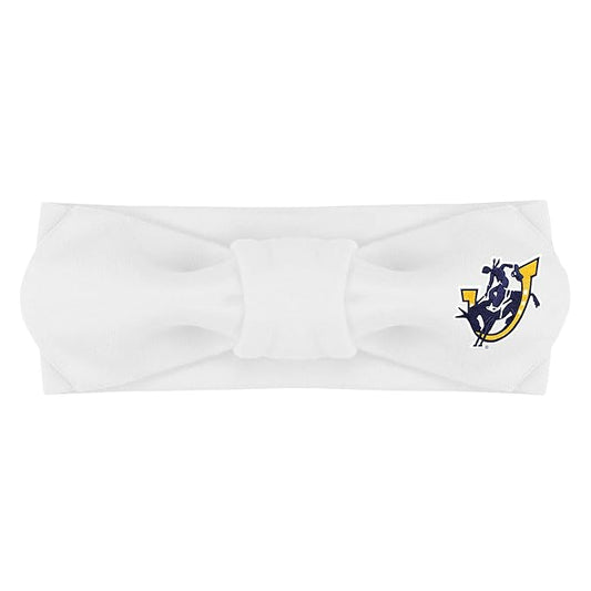 Creative Knitwear Southern Arkansas Muleriders Infant Girls White Solid Hair Knot Headband Embroidered Logo - Size Newborn - 4T