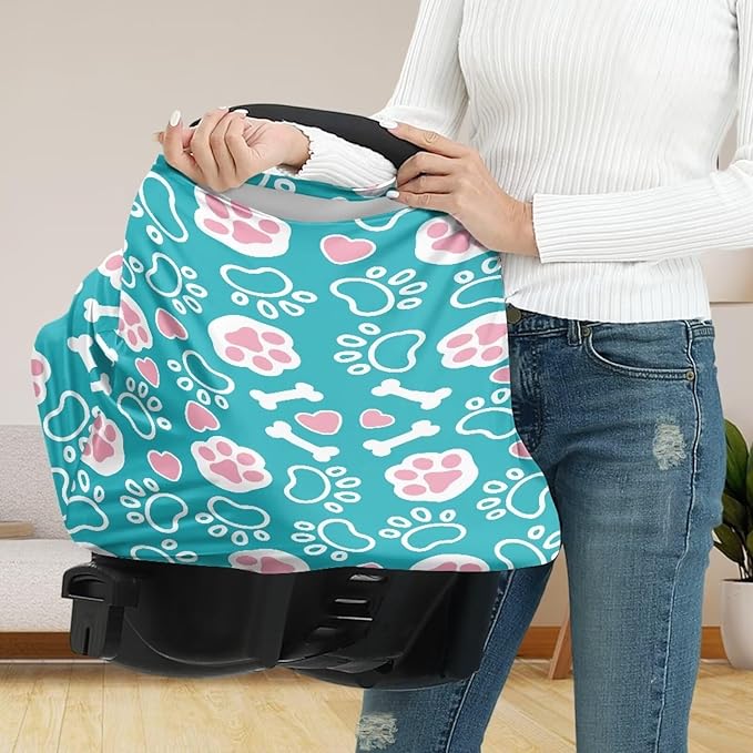 Cute Paws Nursing Breastfeeding Covers Dust Cover Soft Multifunctional Breathable Stroller Canopy Covers for Babies Privacy Protection Breastfeeding Scarf