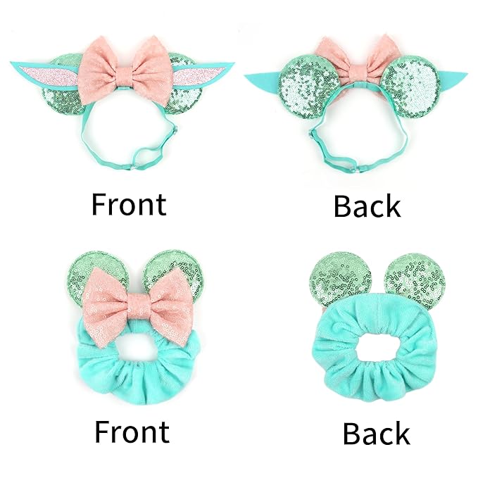 bianbaistar Newborn Bows for Girls Toddler Hair Bows Elastic Adjustable Headband Mouse Ears Yoda Scrunchies Essencial Accessories for Trip Headwear for Women (Yodapinkbow)