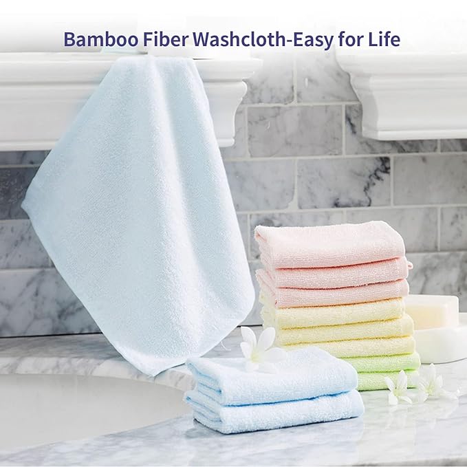 elves Bamboo Viscose Face Cloth - Soft Washcloths for Baby & Adult Sensitive Skin- Organic Wash Clothes 10'' x 10'' - Reusable Makeup Remover Face Towel - Set of 6 (Grey)