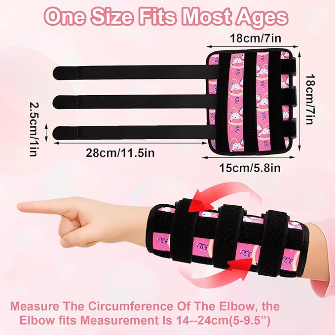 2 PCS Thumb Sucking Deterrent, Pink Pony Thumb Guard for Kids Toddlers Nail Biting Treatment, Anti Nose Picking, Scratching Face, Elbow Immobilizer for Boys Girls, Finger Sucking Prevention
