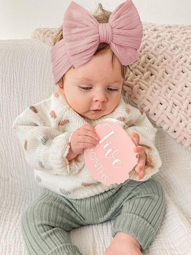 AQOKKA Baby Bows Headbands Nylon Baby Girl Headbands Soft Handmade Hairbands Toddler Hair Accessories for Girls Baby Newborn Infant Kids