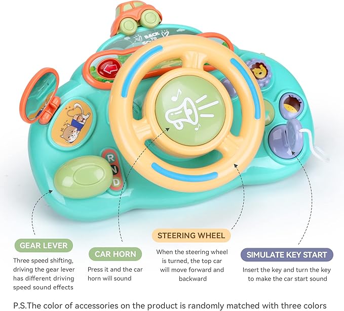Caterbee Baby Turn and Learn Driver Steering Wheel Toys (Blue)