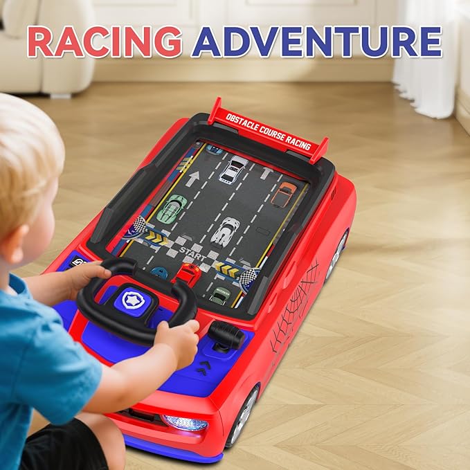 Mytothfy Musical Steering Wheel Racing Car Toy, Racing Adventure Car Steering Wheel for Toddler Kids, Toddler Simulated Driving Game Cars with Sound and Light, Xmas Birthday Gifts for Kids Ages 3+