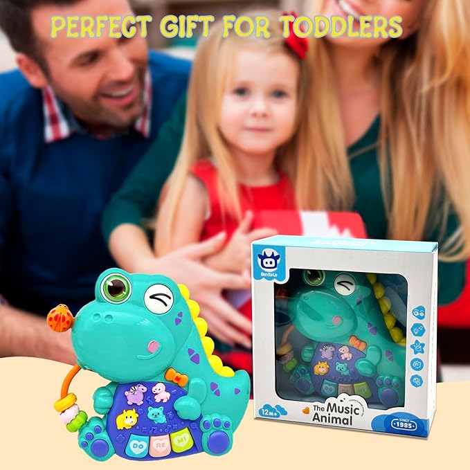 Baby Musical Toys for 1 Year Old Boy Girl, Light Up Music Developmental Learning Toy for Toddlers , Tummy Time Toy12 - 18 Months, Baby Birthday Gift (Dinosaur)