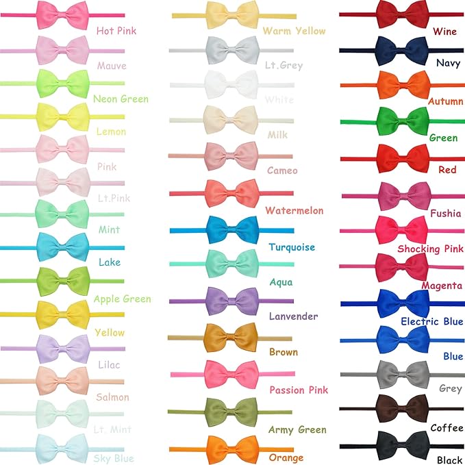 CÉLLOT 40 Colors Baby Bow Headbands 2.75" Hair Bows Super Soft Nylon Headbands for Baby Girls Infants preemie and Newborn Kids Hair Accessories